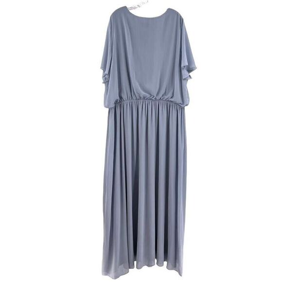 Show Me Your Mumu Size 3X Blue Michelle Flutter Sleeve Chiffon Maxi Sheath Dress - Picture 6 of 8